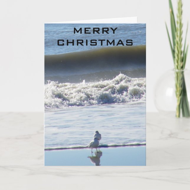 CARTES POUR FÊTES ANNUELLES PLAGE NOËL SOUHAITE (Devant)
