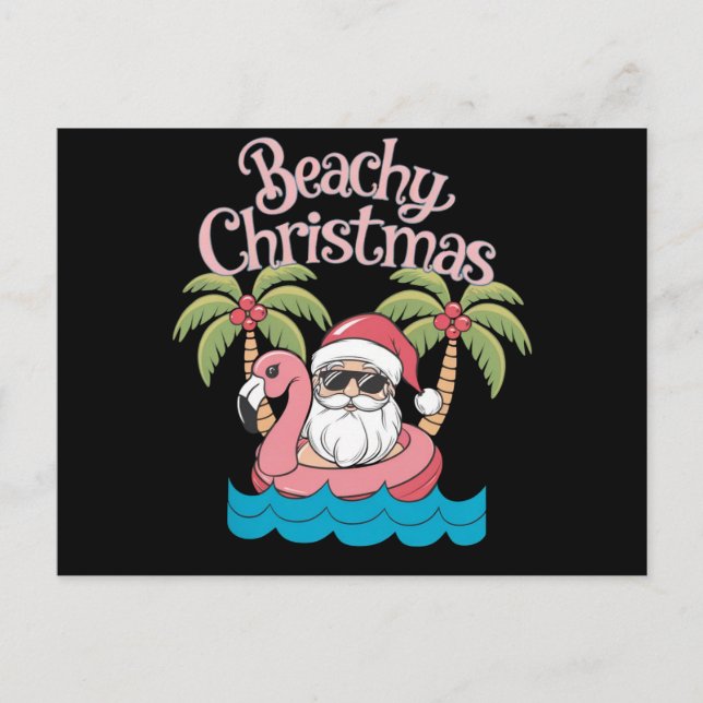 Cartes Pour Fêtes Annuelles Plage Noël Tropical Vacances Père Noël Beach (Devant)