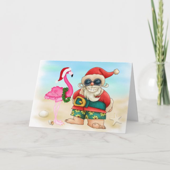 Cartes Pour Fêtes Annuelles Plage Père Noël - SRF (Devant)