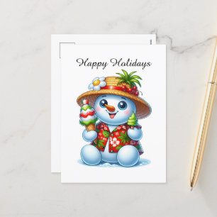 Cartes Pour Fêtes Annuelles Plage personnalisable festive Snowman
