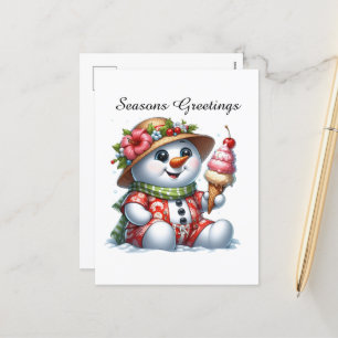Cartes Pour Fêtes Annuelles plage personnalisable Snowman Joyeuses Fêtes
