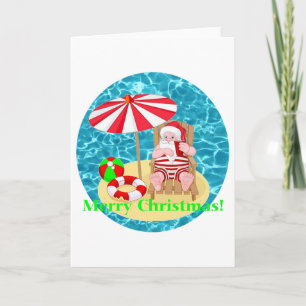 Cartes Pour Fêtes Annuelles plage santa claus