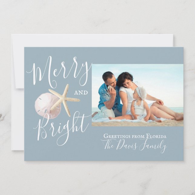 Cartes Pour Fêtes Annuelles Plage Starfish and Sand Dollar Photo (Devant)