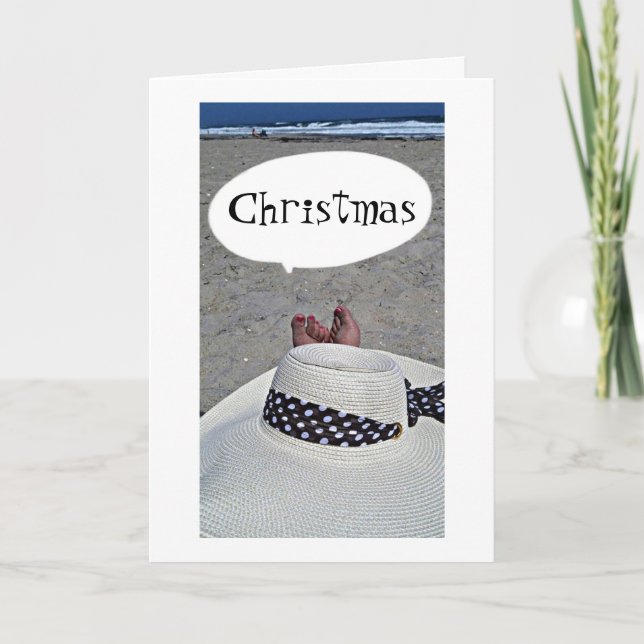 CARTES POUR FÊTES ANNUELLES PLAGE WISHES=CHALEUREUX NOËL VOUS SOUHAITE ! (Devant)