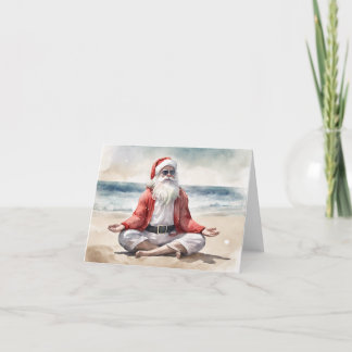 Cartes Pour Fêtes Annuelles Plage Yoga Relaxé Zen Père Noël
