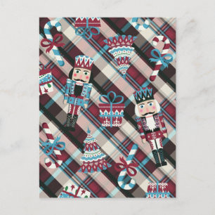 Cartes Pour Fêtes Annuelles Plaid Blue Burgundy