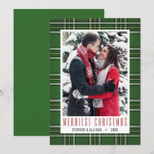 Cartes Pour Fêtes Annuelles Plaid Green Classic Photo de vacances