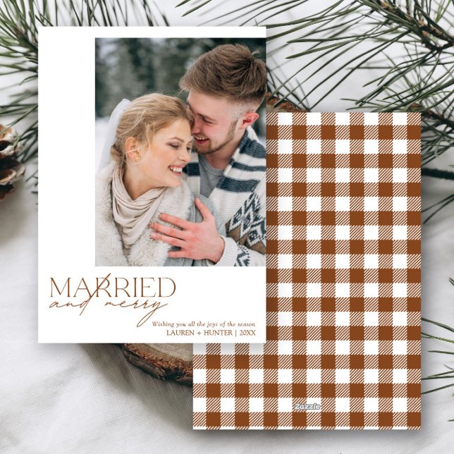 Cartes Pour Fêtes Annuelles Plaid Marié et Joyeux Néerlandais Photo (Créateur téléchargé)