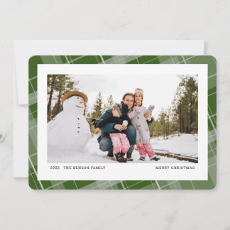 Cartes Pour Fêtes Annuelles Plaid minimal une photo verte horizontale