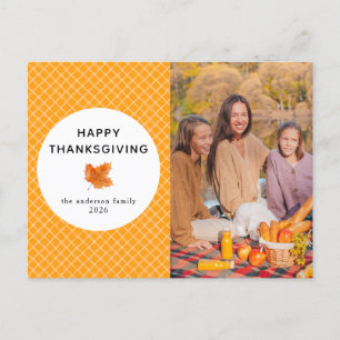 Cartes Pour Fêtes Annuelles Plaid orange Bon thanksgiving photo d'automne