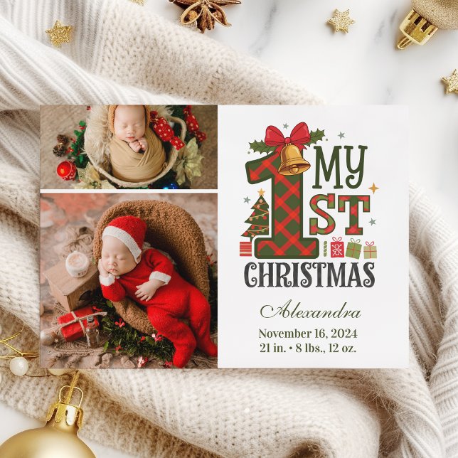 Cartes Pour Fêtes Annuelles  Plaid Rustic 2 Photo  First Christmas (Créateur téléchargé)
