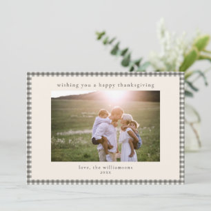 Cartes Pour Fêtes Annuelles Plaids Automnaux Cosy Taupe Gingham Famille Action