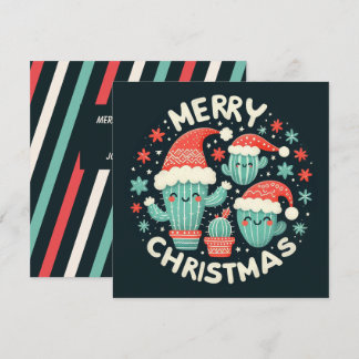 Cartes Pour Fêtes Annuelles Plantes de cactus de Père Noël en pot pour s'amuse