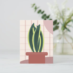 Cartes Pour Fêtes Annuelles Plantes de serpents modernes Plaid vert rose pâle