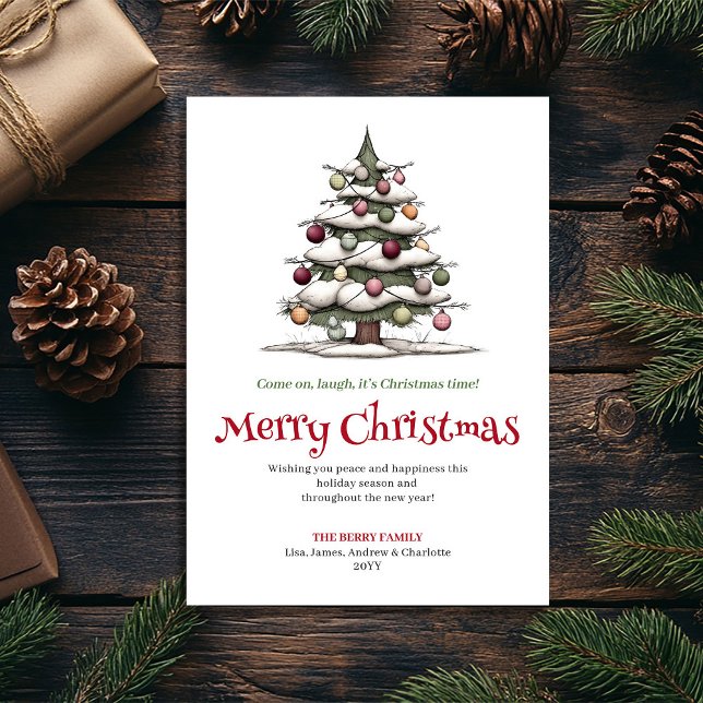 Cartes Pour Fêtes Annuelles Playful Funny Christmas Tree Digital Greeting (Playful Funny Christmas Tree Digital Greeting Holiday Card)