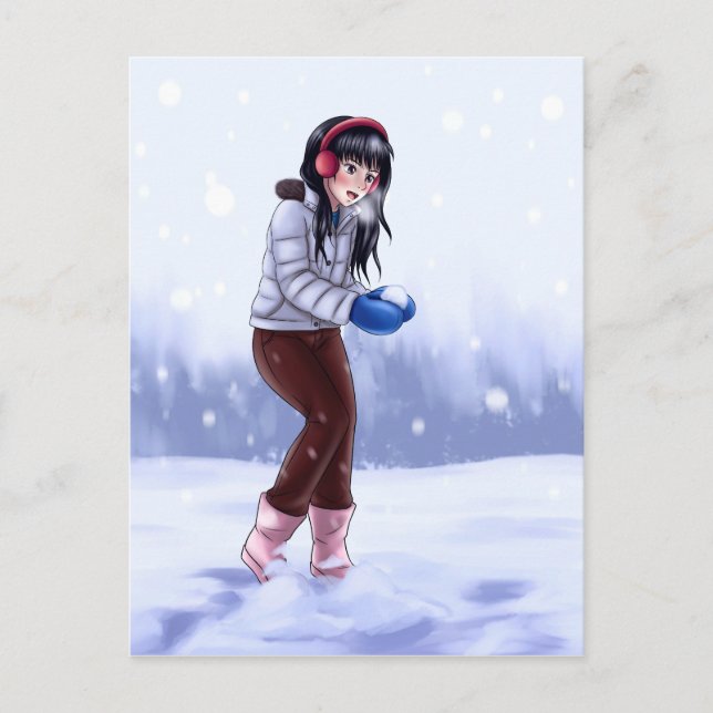 Cartes Pour Fêtes Annuelles Playing in the Snow (Devant)