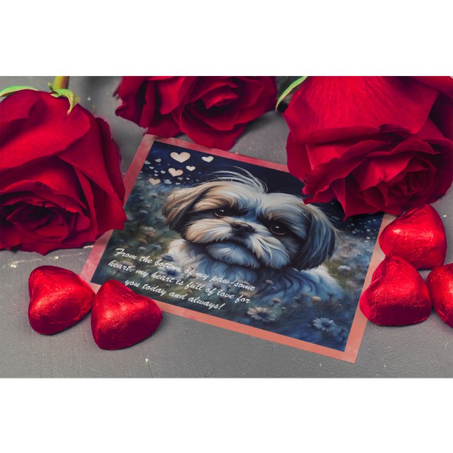 Cartes Pour Fêtes Annuelles Plein d'amour mignonne Shih Tzu Saint Valentin (Créateur téléchargé)