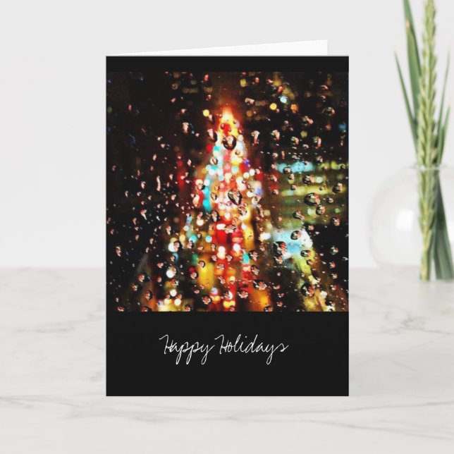 Cartes Pour Fêtes Annuelles Pleuvoir la ville allume des vacances (Devant)