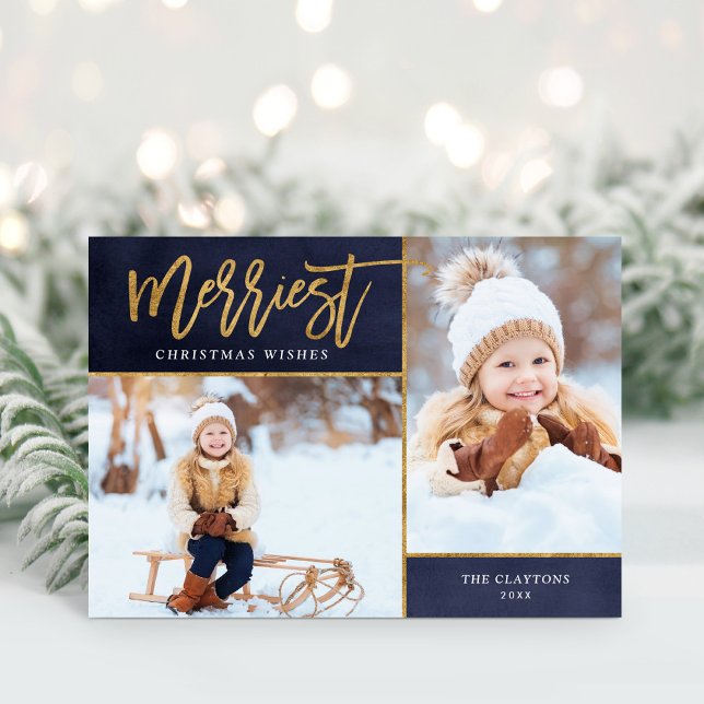 Cartes Pour Fêtes Annuelles Pliage photo de Faux Gold Foil 2 (Créateur téléchargé)