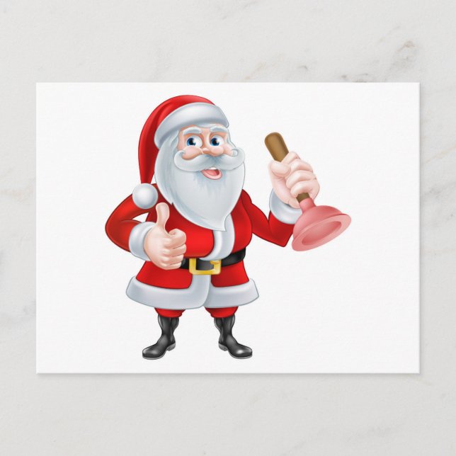 Cartes Pour Fêtes Annuelles Plombier de Père Noël (Devant)