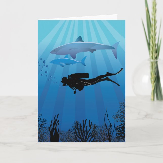 Cartes Pour Fêtes Annuelles Plongée de requin Plongée plongée (Devant)