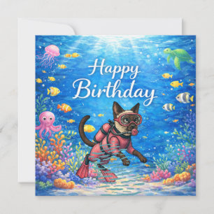 Cartes Pour Fêtes Annuelles Plongeur Joyeux Anniversaire sous-marin