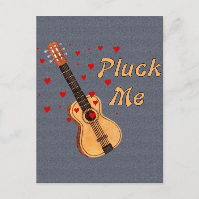 Cartes Pour Fêtes Annuelles Pluck Me Valentine Guitare (Devant)