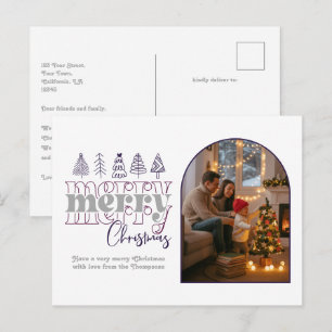 Cartes Pour Fêtes Annuelles Plum & Silver Cozy Arch Photo Joyeux Noël