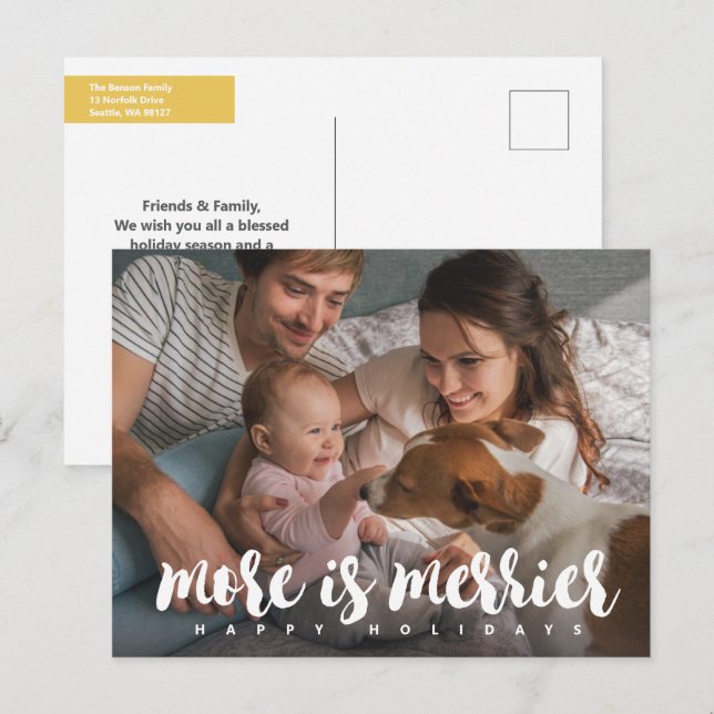 Cartes Pour Fêtes Annuelles Plus c'est plus joyeux Photo de vacances (Devant / Derrière)
