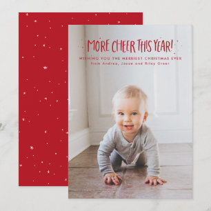 Cartes Pour Fêtes Annuelles Plus de bonne humeur cette année photo rouge Noël