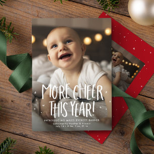 Cartes Pour Fêtes Annuelles Plus de joie cette année mignon deux photo rouge N