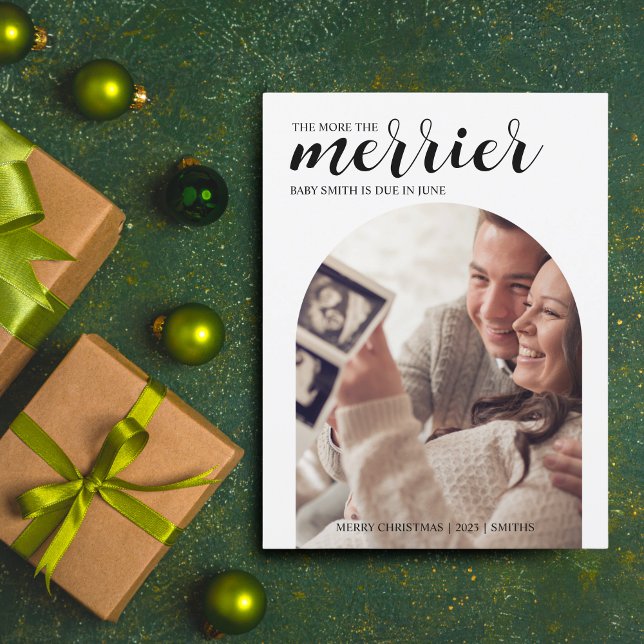 Cartes Pour Fêtes Annuelles Plus la grossesse moderne de Noël est Merrier (The more the merrier postcard)