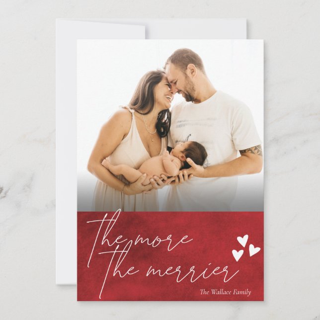 Cartes Pour Fêtes Annuelles Plus la nouvelle photo bébé de Merrier Noël (Devant)