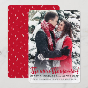 Cartes Pour Fêtes Annuelles Plus Le Merrier   Annonce Noël de grossesse