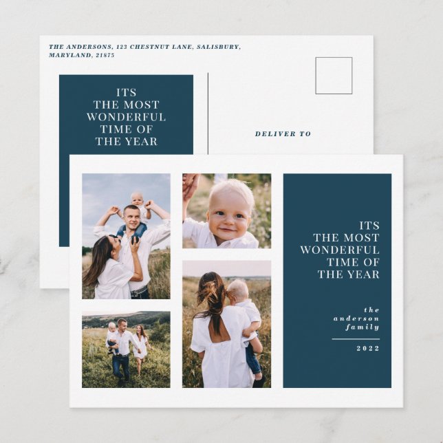Cartes Pour Fêtes Annuelles Plus merveilleux temps noël multi photo announs (Devant / Derrière)