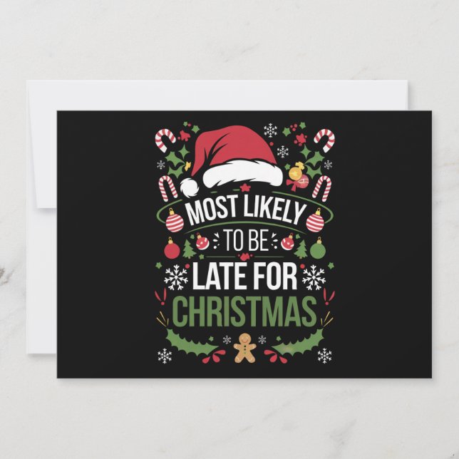 Cartes Pour Fêtes Annuelles Plus susceptible d'être en retard pour Noël Famill (Devant)