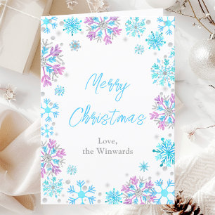 Cartes Pour Fêtes Annuelles Pneus violets et bleus Joyeux Noël