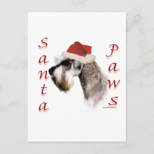 Cartes Pour Fêtes Annuelles Poches Père Noël Schnauzer Miniature (Devant)