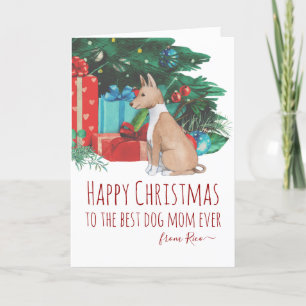 Cartes Pour Fêtes Annuelles Podenco personnalisé Aquarelle de chiot Noël