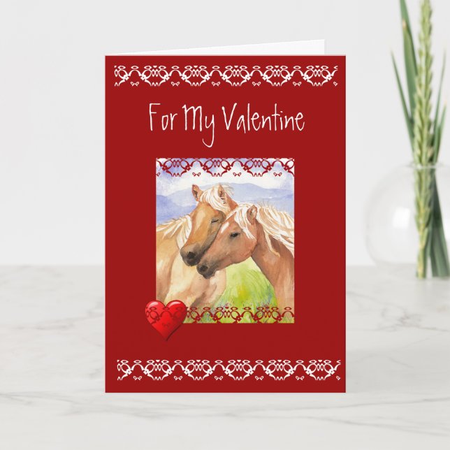 Cartes Pour Fêtes Annuelles Poème d'amour de Valentine de cheval d'amusement (Devant)