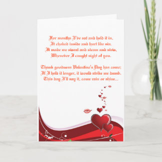 Cartes Pour Fêtes Annuelles Poème d'amour de Valentines