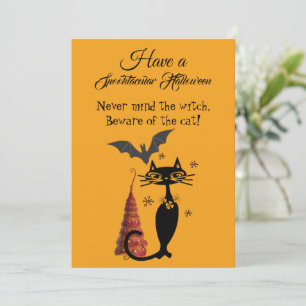 Cartes Pour Fêtes Annuelles Poème de Halloween Spooktacular Chat Noir Mignon e