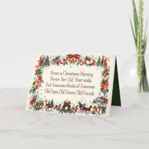 Cartes Pour Fêtes Annuelles Poème de Noël Vintage ajouter un message