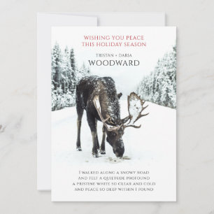 Cartes Pour Fêtes Annuelles Poème de paix avec orignal dans une scène de neige