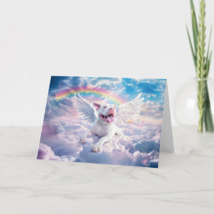 Cartes Pour Fêtes Annuelles Poème Rainbow Bridge, Chien blanc