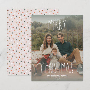 Cartes Pour Fêtes Annuelles Poho vert Polka point Noël Dégradé photo complète