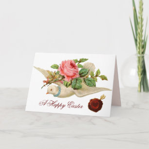 CARTES POUR FÊTES ANNUELLES POIGNÉE DE VOL AVEC ROSE ROSE ROSE ET OEUF DE PÂQU
