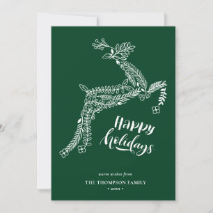 Cartes Pour Fêtes Annuelles Poinsététie florale de rennes Pine Bough Vert Joye