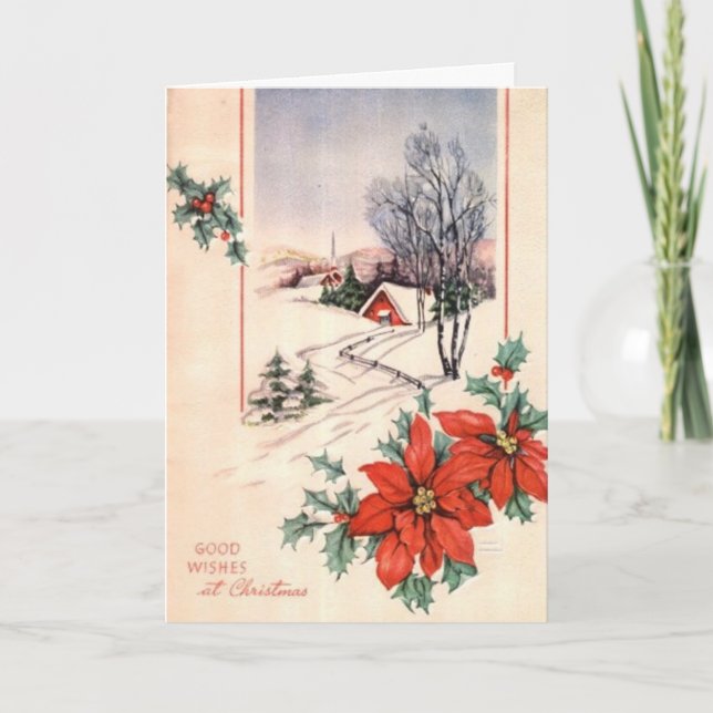 Cartes Pour Fêtes Annuelles Poinsettas (Devant)