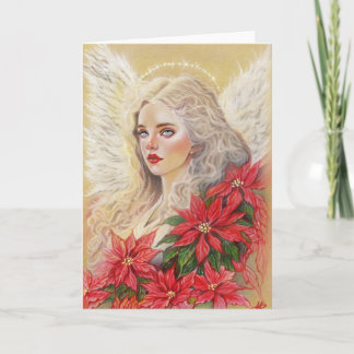 Cartes Pour Fêtes Annuelles Poinsettia Angel Card
